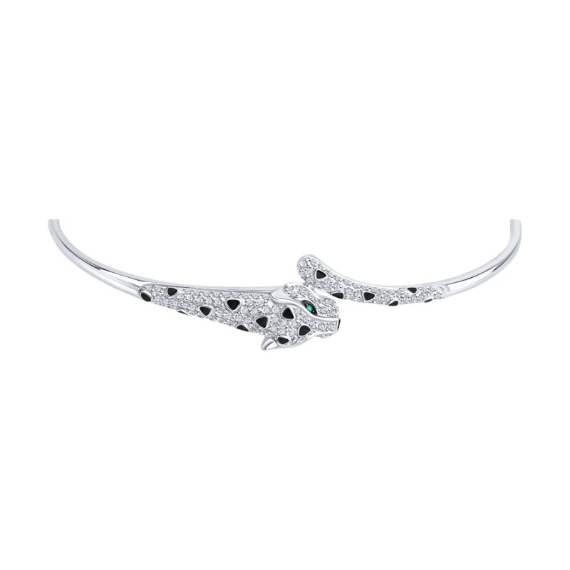White gold bracelet with emeralds and diamonds - Image 2