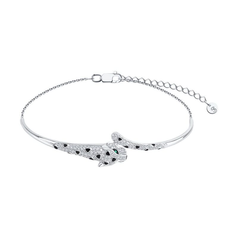 White gold bracelet with emeralds and diamonds