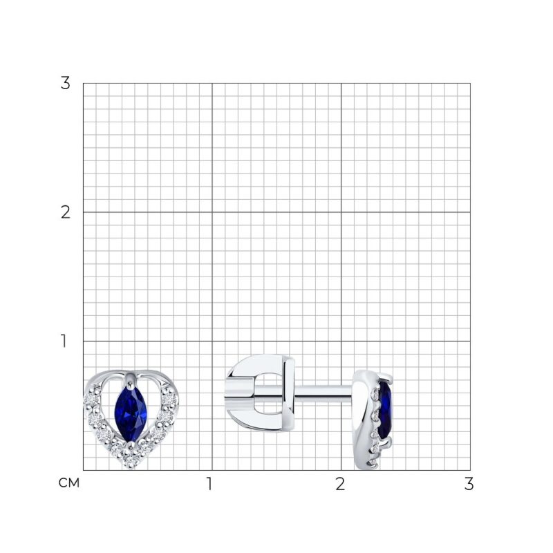 White gold earrings with diamonds and sapphires - Image 3