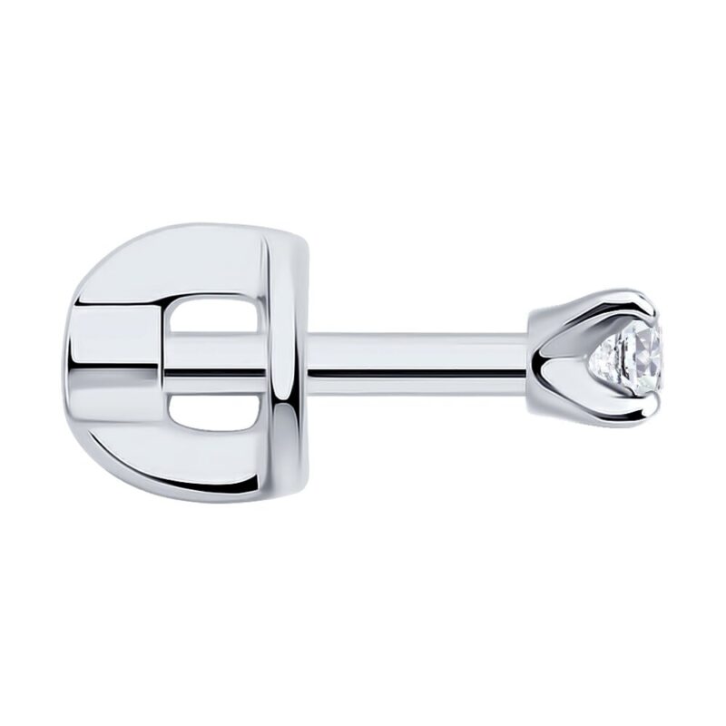 Single earrings made of white gold with cubic zirconia - Image 2