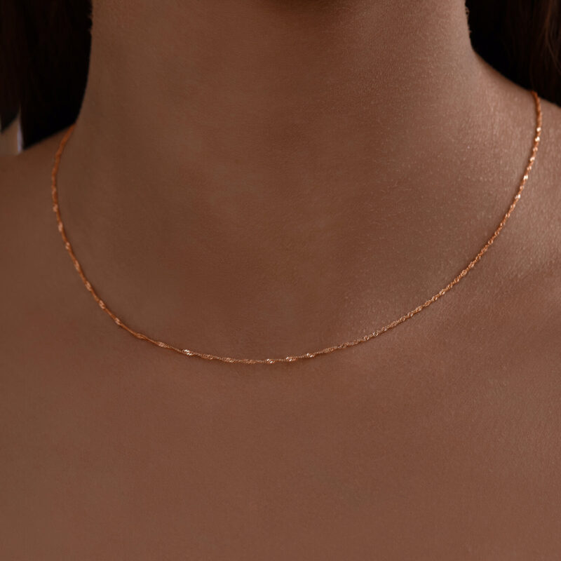 Gold Chain Necklace – Singapore Weave - Image 2