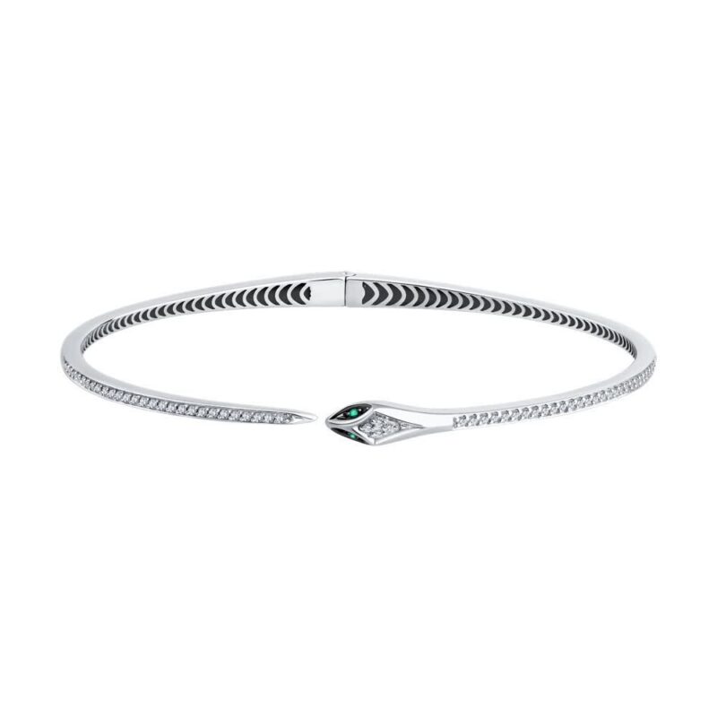 White gold bracelet with diamonds and emeralds