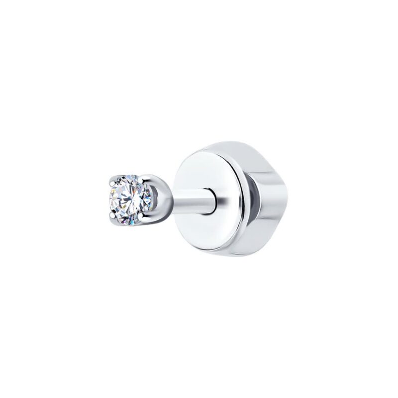 Single earrings made of white gold with cubic zirconia