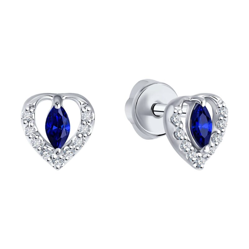 White gold earrings with diamonds and sapphires