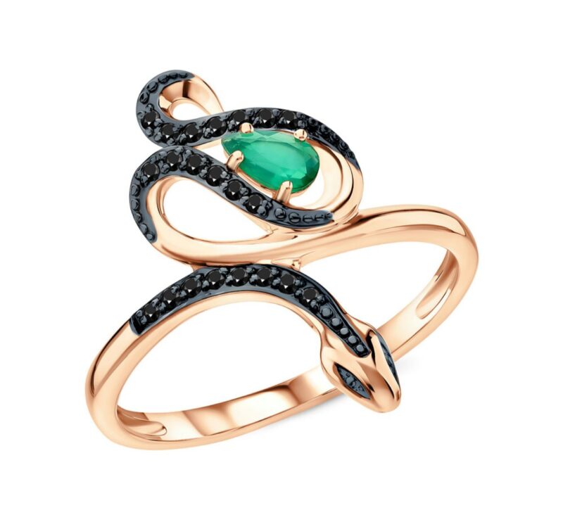 Gold ring with natural diamonds and natural agates