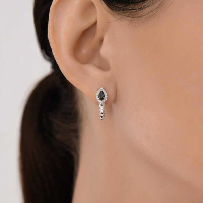 Serpent Eye Sapphire & Diamond Hoops - Image 3