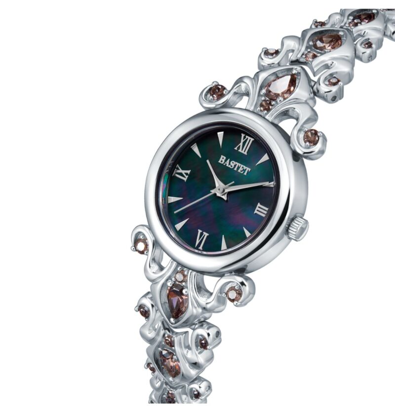 Bastet Ornate Silver-Tone Gemstone Watch - Image 2