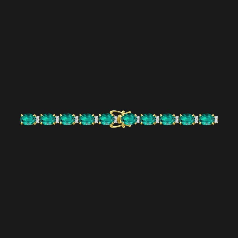 Emerald & Diamond Regal Tennis Bracelet in Yellow Gold - Image 2