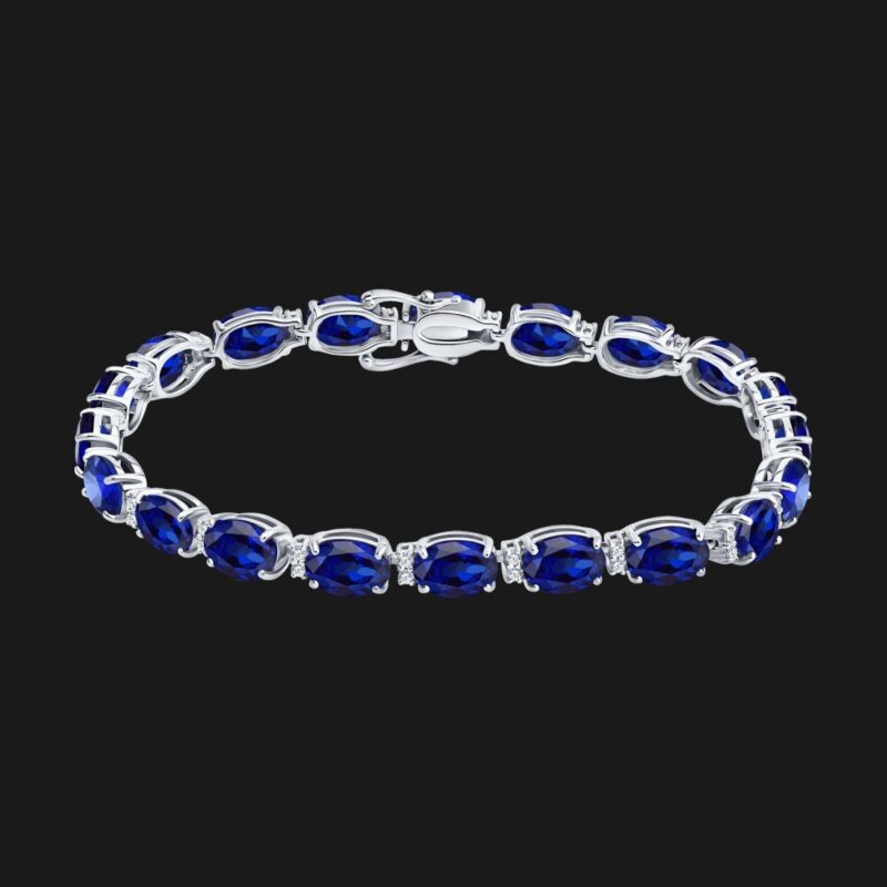 Sapphire & Diamond Royal Tennis Bracelet in White Gold