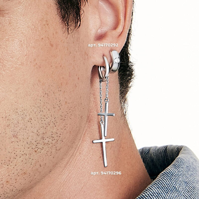 Contemporary Silver Huggie with CZ - Image 3