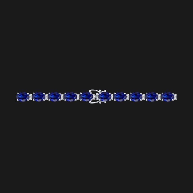 Sapphire & Diamond Royal Tennis Bracelet in White Gold - Image 2