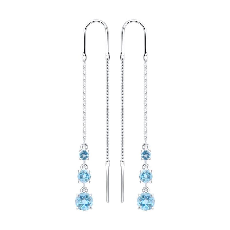 Cascading Blue Topaz Threader Earrings