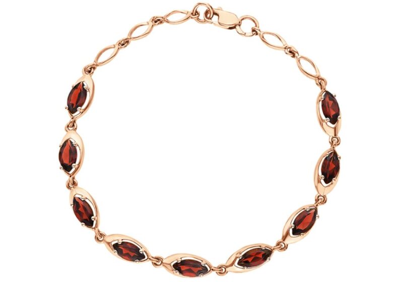 Rose Gold-Tone Bracelet with Natural Garnet
