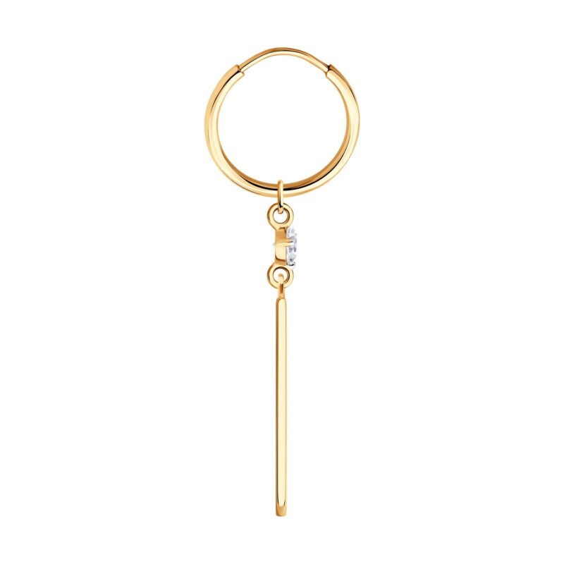 Elegant Gold Drop Earring with Cubic Zirconia - Image 2