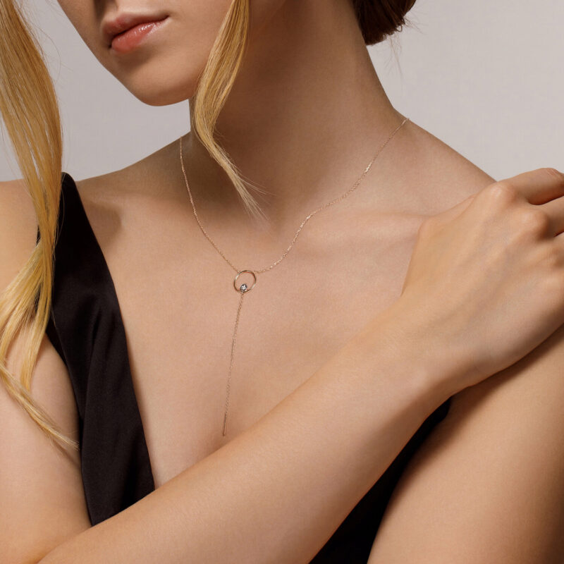 Circle of Light Diamond Lariat Necklace - Image 3