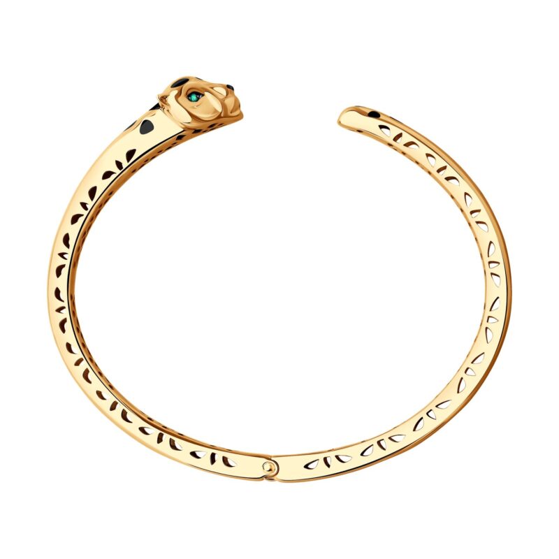 Regal Panther Cuff – Emerald Eyes & Enamel Accents - Image 2