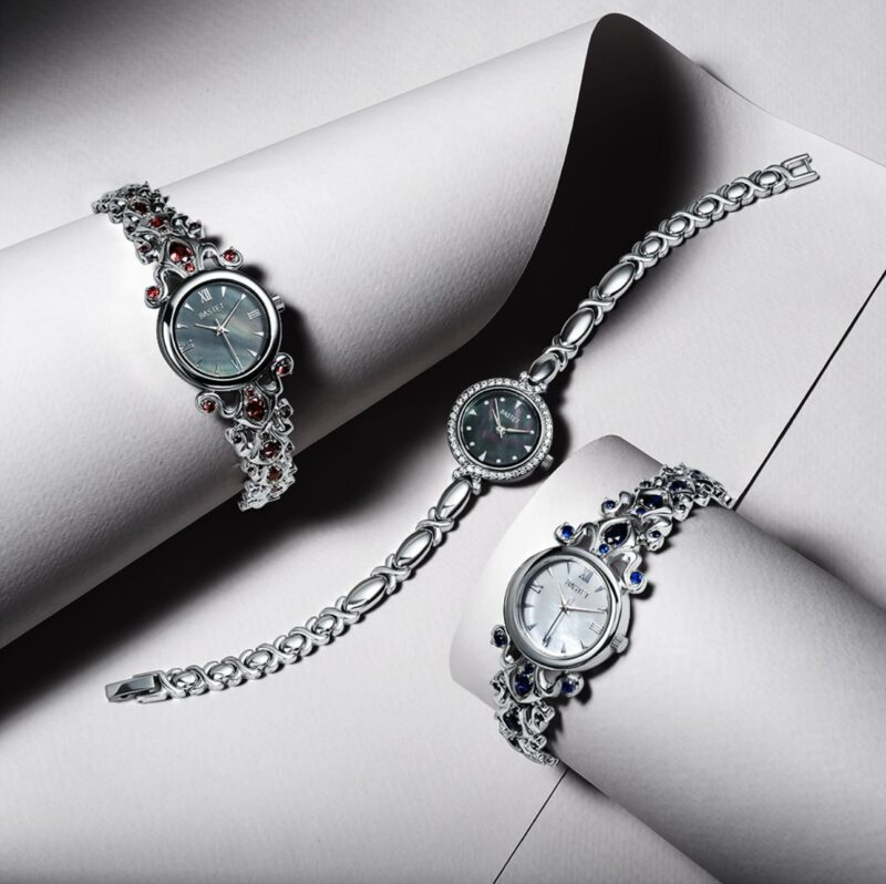 Bastet Ornate Silver-Tone Gemstone Watch - Image 4