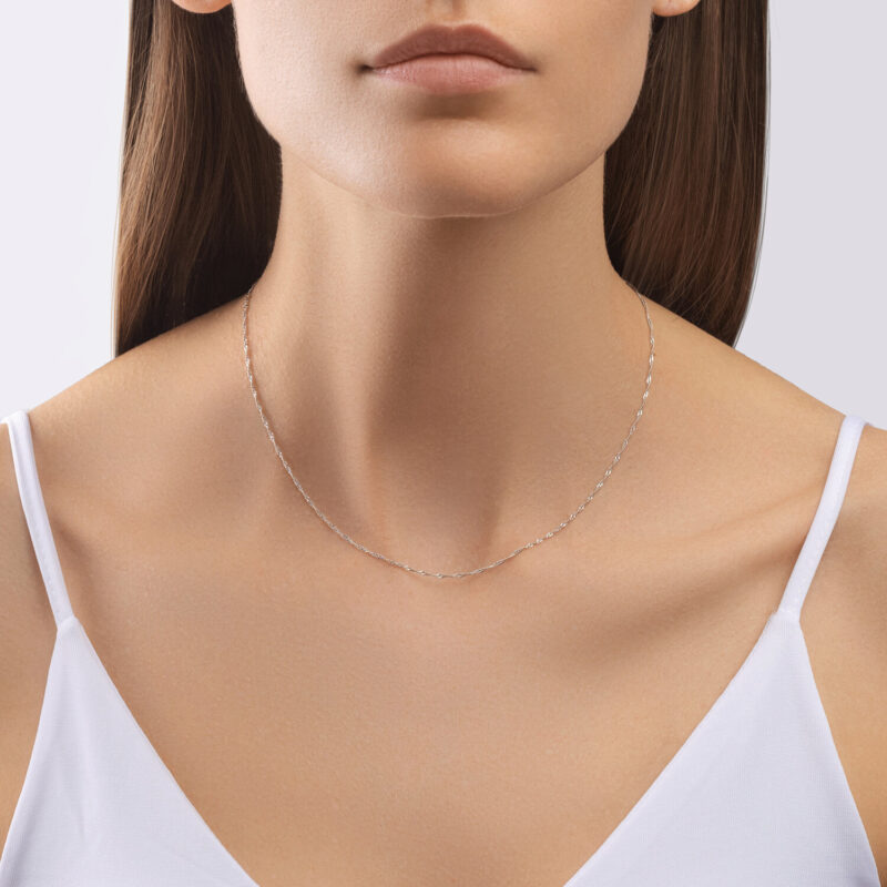 Sparkling 585 White Gold Singapore Chain - Image 2