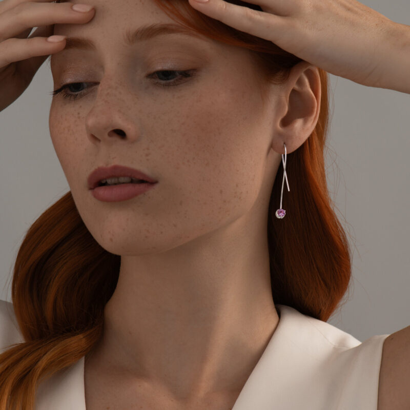 Mystic Amethyst V-Drop Earrings - Image 3
