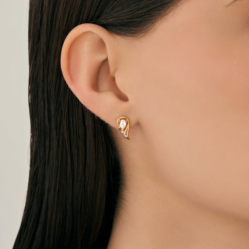 Golden Petal Topaz & CZ Earrings - Image 3