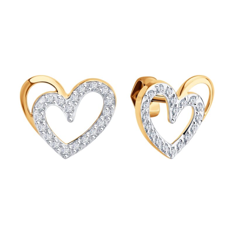 Love Knot Gold Earrings with CZ - Image 2