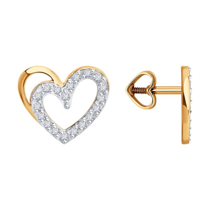 Love Knot Gold Earrings with CZ