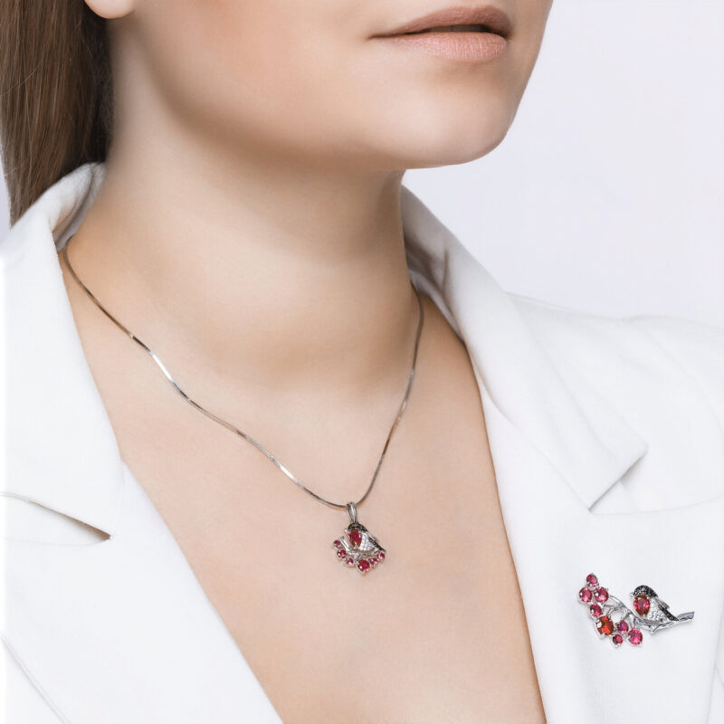 Crimson Melody Bird Pendant - Image 3