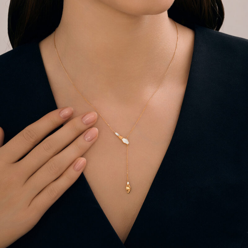 Geometric Diamond Drop Necklace - Image 3
