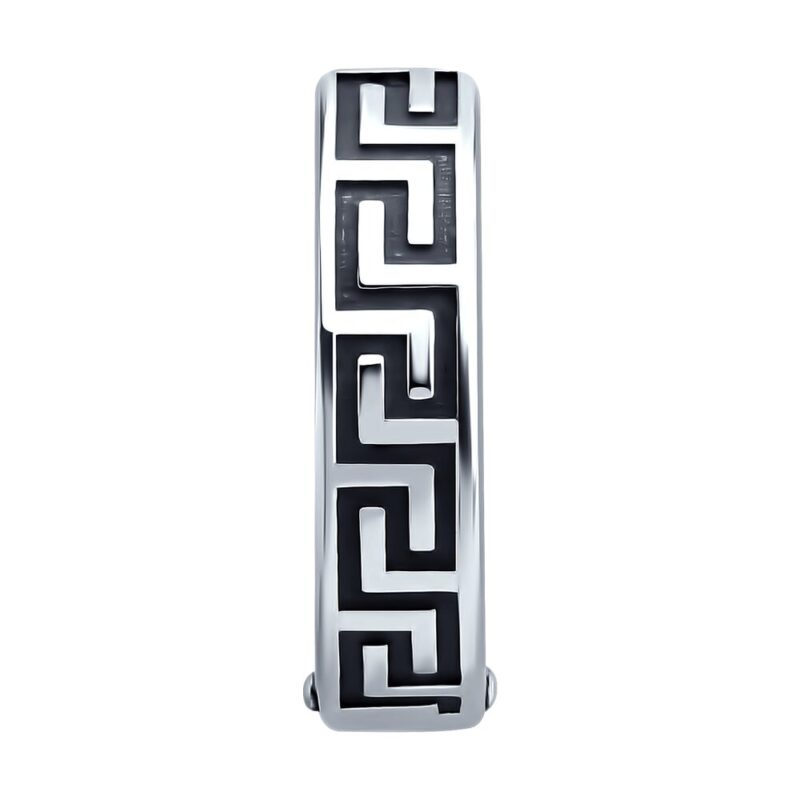 Meander Pattern Silver Huggie Earring - Image 2