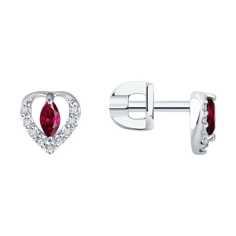 Ruby Radiance Heart Stud Earrings