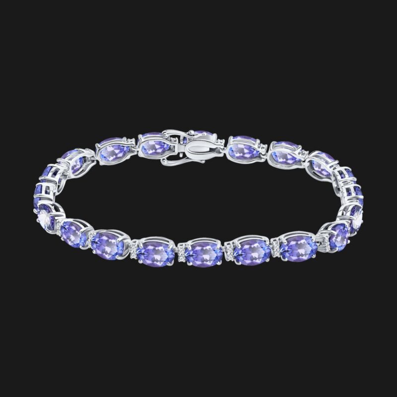 Tanzanite & Diamond Elegance Tennis Bracelet in White Gold