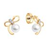 Golden Bow Pearl & Diamond Studs