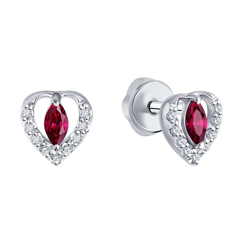Ruby Radiance Heart Stud Earrings - Image 2
