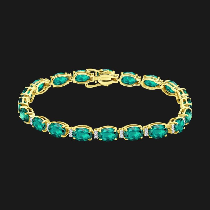 Emerald & Diamond Regal Tennis Bracelet in Yellow Gold