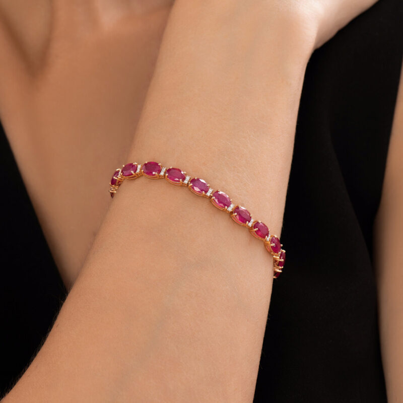 Regal Radiance Ruby & Diamond Gold Bracelet - Image 3
