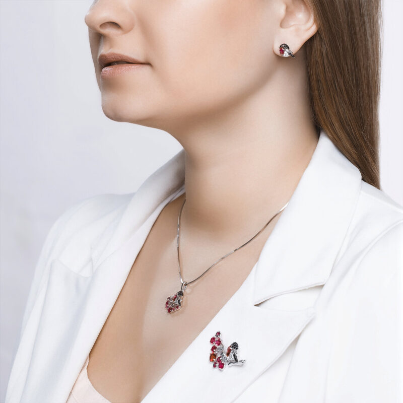 Ruby Songbird Brooch - Image 3