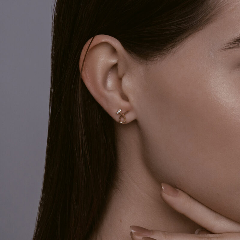 Minimalist Gold Loop Stud Earring - Image 3