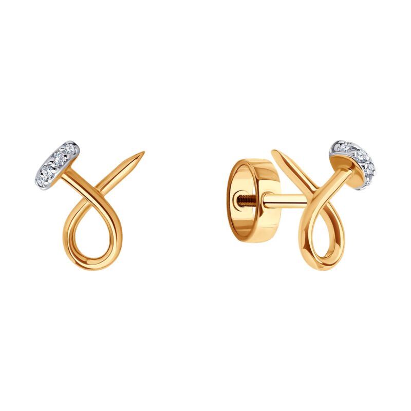 Minimalist Gold Loop Stud Earring - Image 2