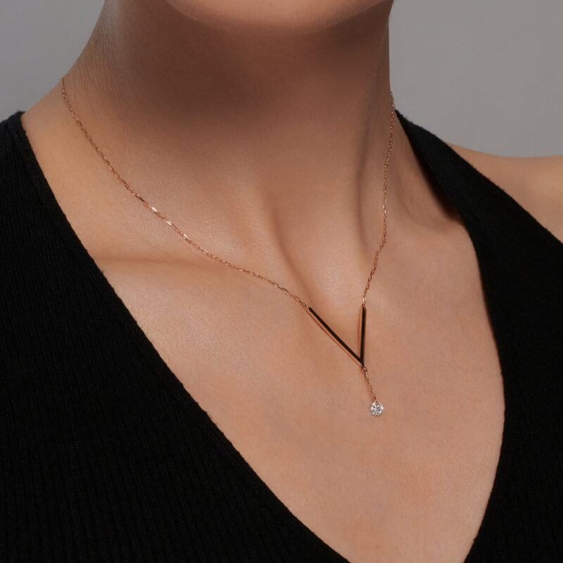 V-Shaped Cz Drop Necklace - Image 2