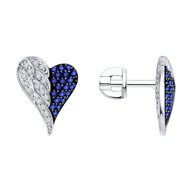 Midnight Heart Diamond & Sapphire Stud Earrings