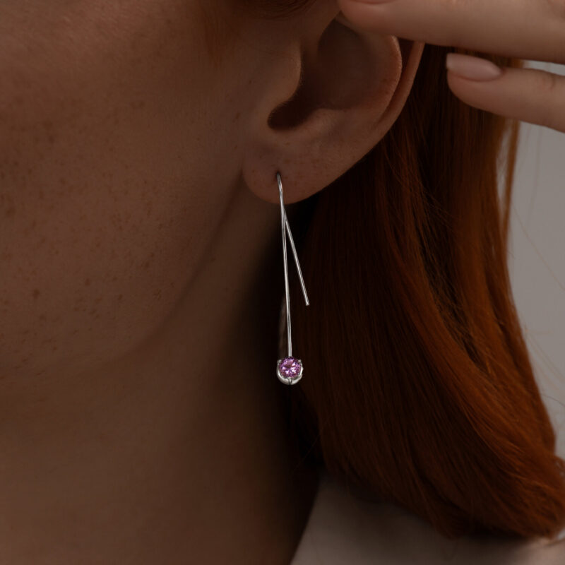 Mystic Amethyst V-Drop Earrings - Image 2