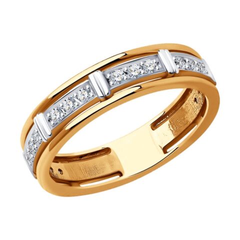 Wedding ring made of gold with diamonds