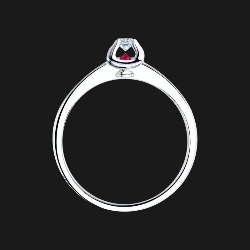 White gold ring with diamonds and ruby - Image 2