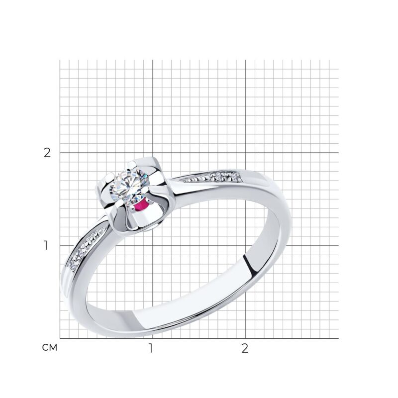White gold ring with diamonds and ruby - Image 4
