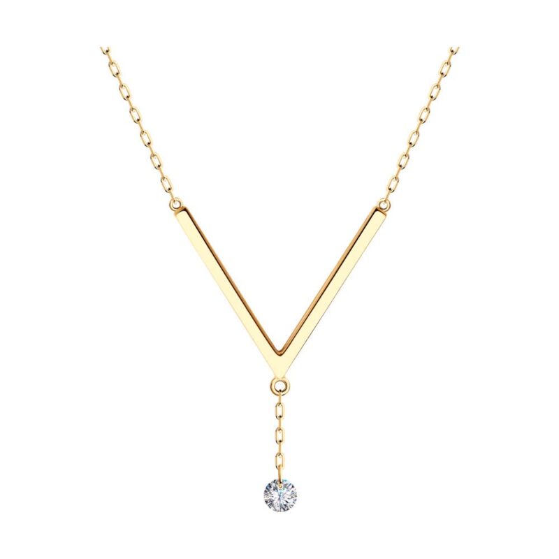 V-Shaped Cz Drop Necklace