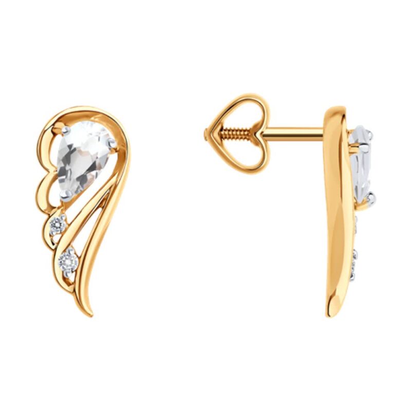 Golden Petal Topaz & CZ Earrings - Image 2