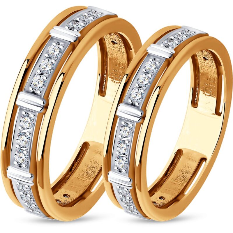 Wedding ring made of gold with diamonds - Image 2