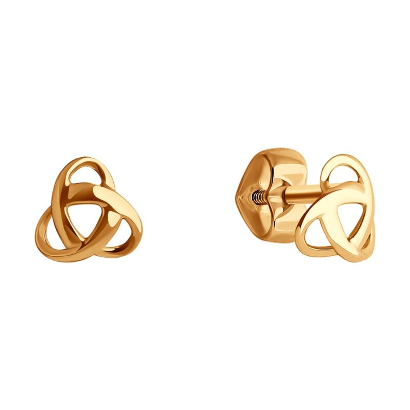 Trinity Twist Gold Stud Earrings - Image 2
