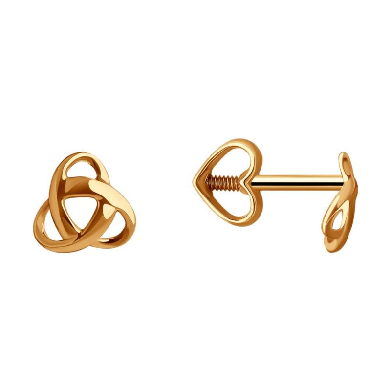 Trinity Twist Gold Stud Earrings