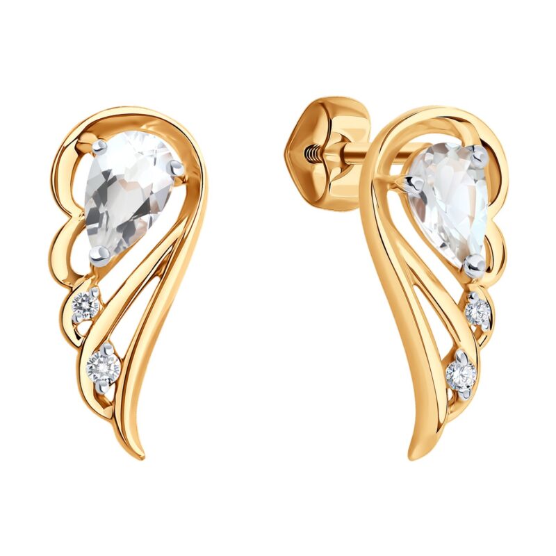 Golden Petal Topaz & CZ Earrings